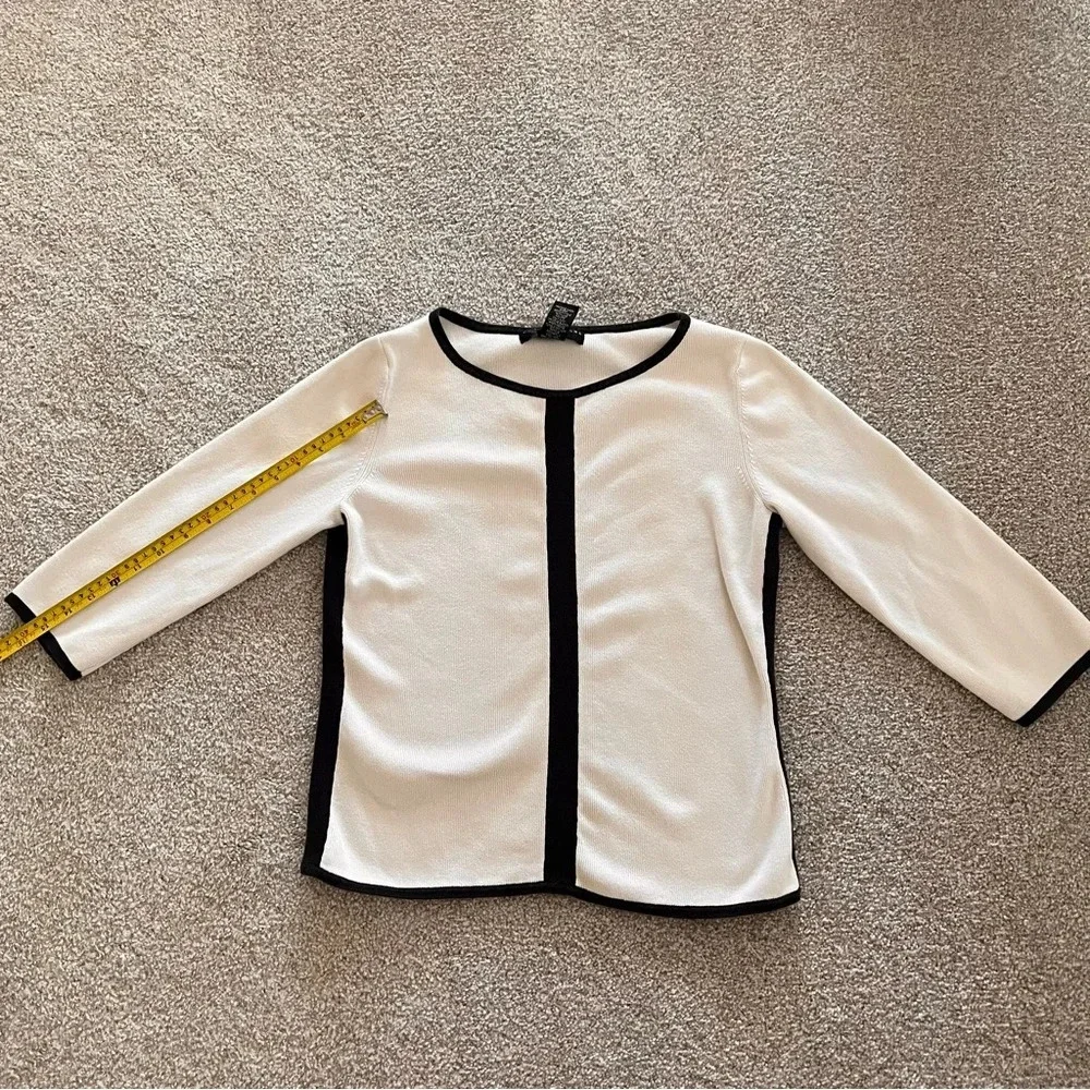 Geoffrey Beene Sport 3/4 Sleeve Black and White V-Neck Sweater 100% Cotton - Picture 8 of 10